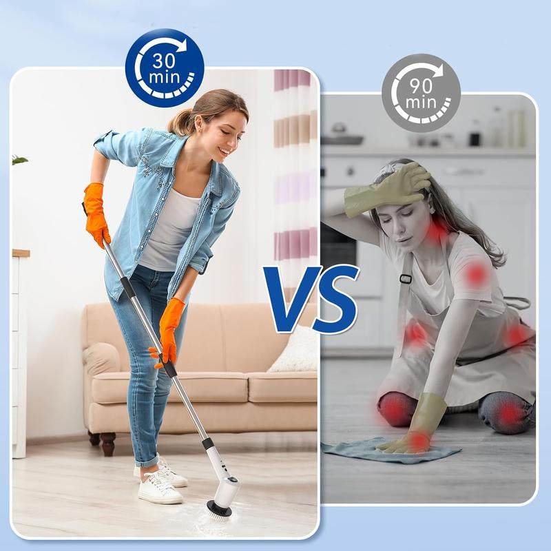 Electric Spin Scrubber,Upgrade Electric Spin Cordless Tub and Tile Scrubber W/ Adjustable Extension Arm,3 Speed 7 Replaceable Cleaning Heads,Power Spin Scrubbers Cleaning Bathroom,Floor,