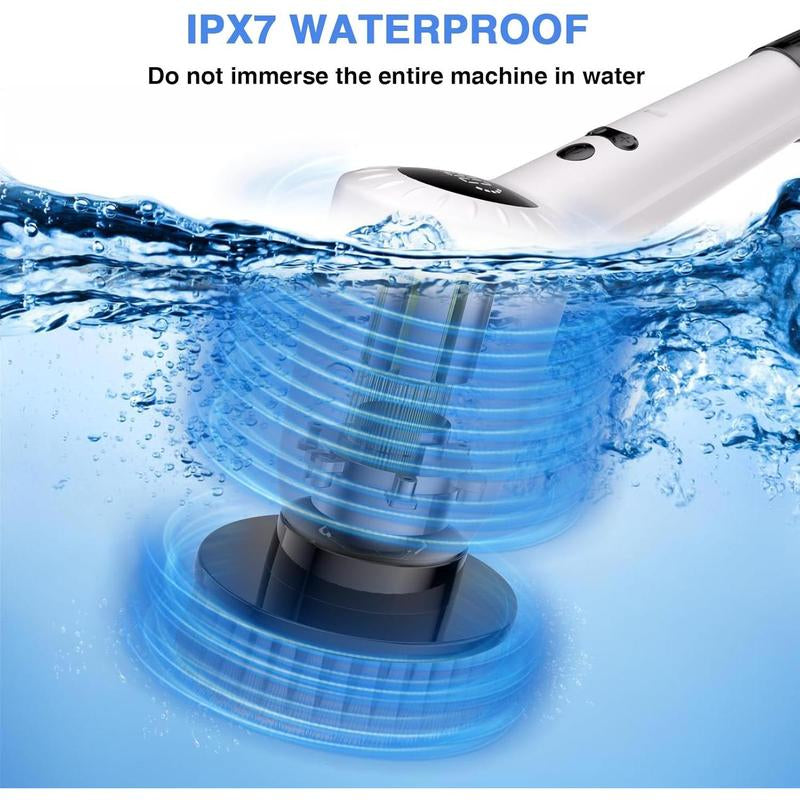 Electric Spin Scrubber,Upgrade Electric Spin Cordless Tub and Tile Scrubber W/ Adjustable Extension Arm,3 Speed 7 Replaceable Cleaning Heads,Power Spin Scrubbers Cleaning Bathroom,Floor,