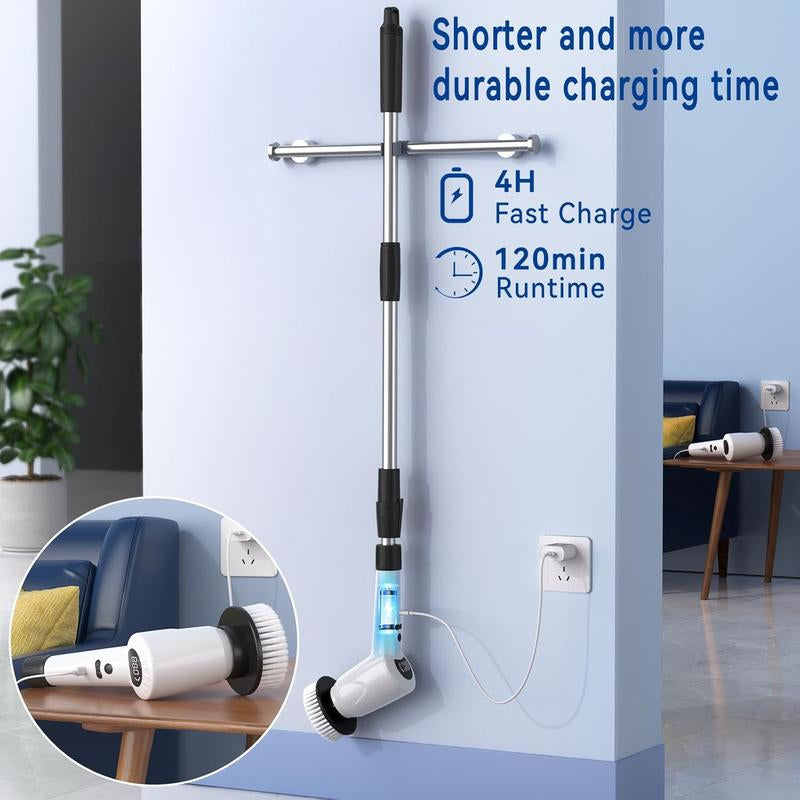 Electric Spin Scrubber,Upgrade Electric Spin Cordless Tub and Tile Scrubber W/ Adjustable Extension Arm,3 Speed 7 Replaceable Cleaning Heads,Power Spin Scrubbers Cleaning Bathroom,Floor,
